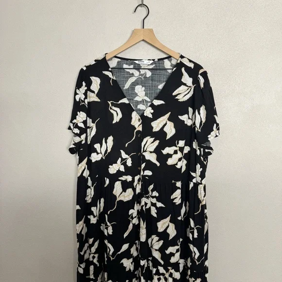 Sonoma Floral Dress Size 2x w/ Pockets Button Front Tiered Midi Dress - Picture 3 of 13